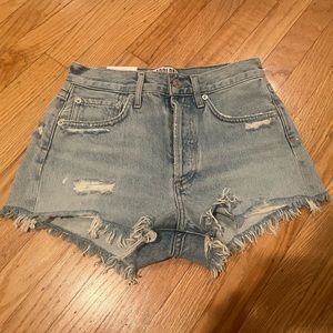 AGolde Bitter Parker Vintage Cut-Off denim shorts, size 23